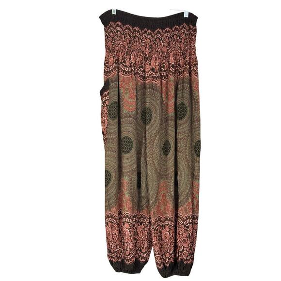 Harempants.com harem pants, green/brown/rust, one size. bohemian, yoga, festival - Picture 1 of 4